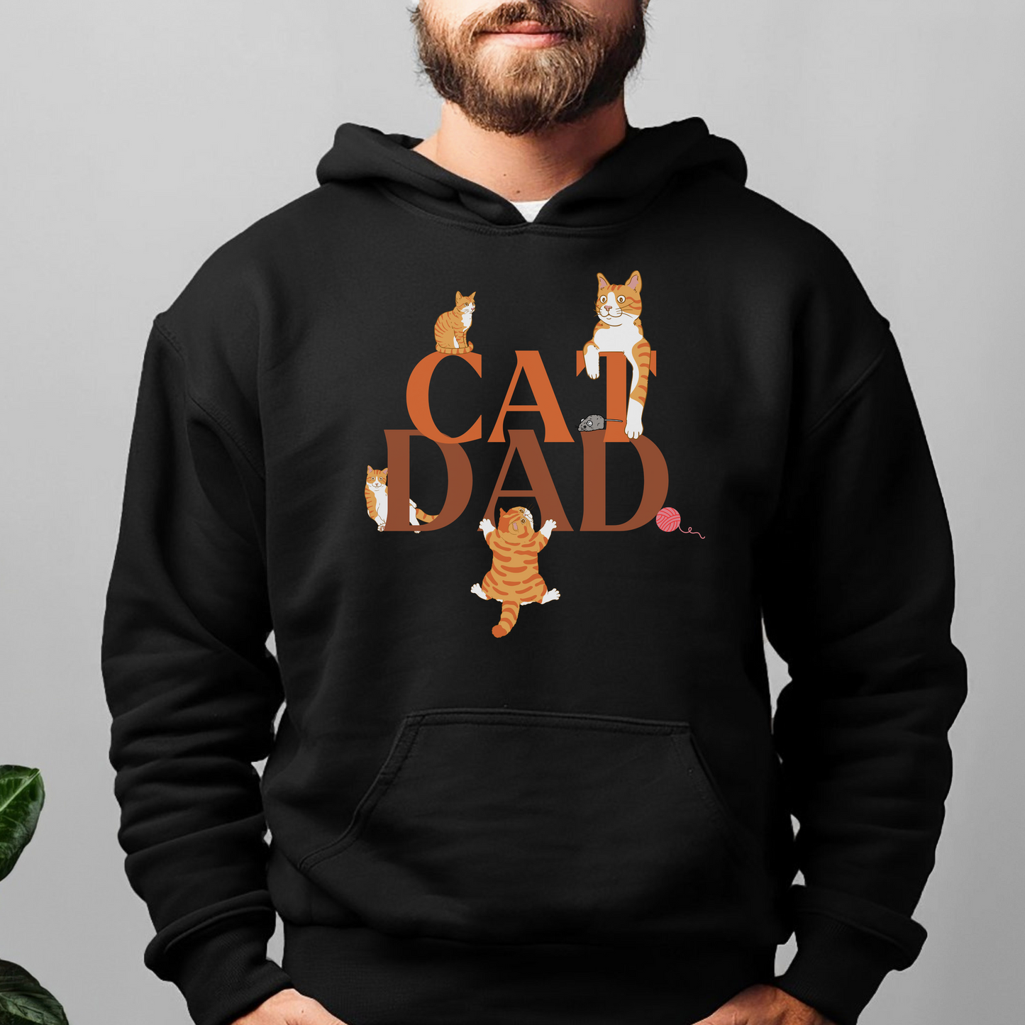 Cat Dad Hoodie with Ginger Cats Design | Cozy Cat Lover Sweatshirt