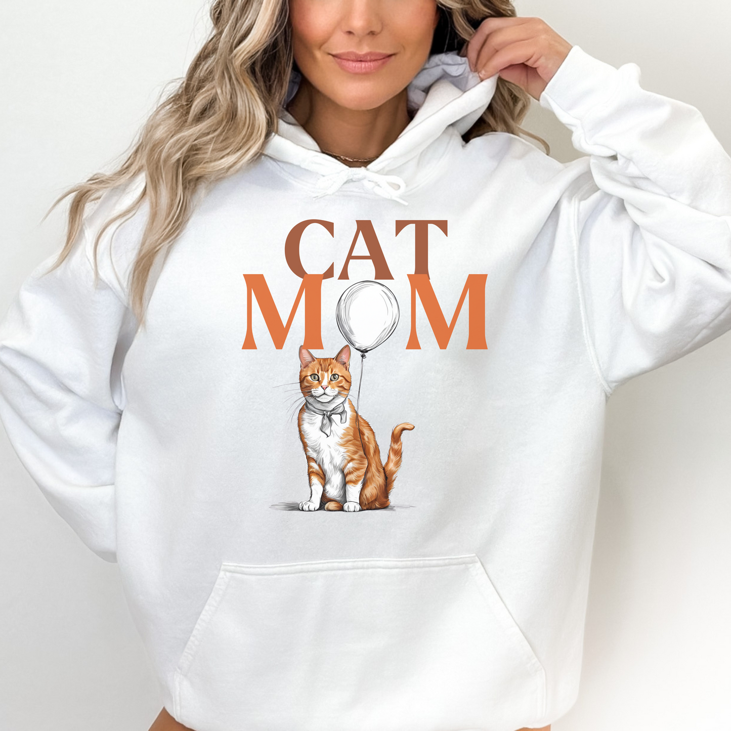 Cat Mom Hoodie with Ginger Cat Design | Cozy Cat Lover Hoodie