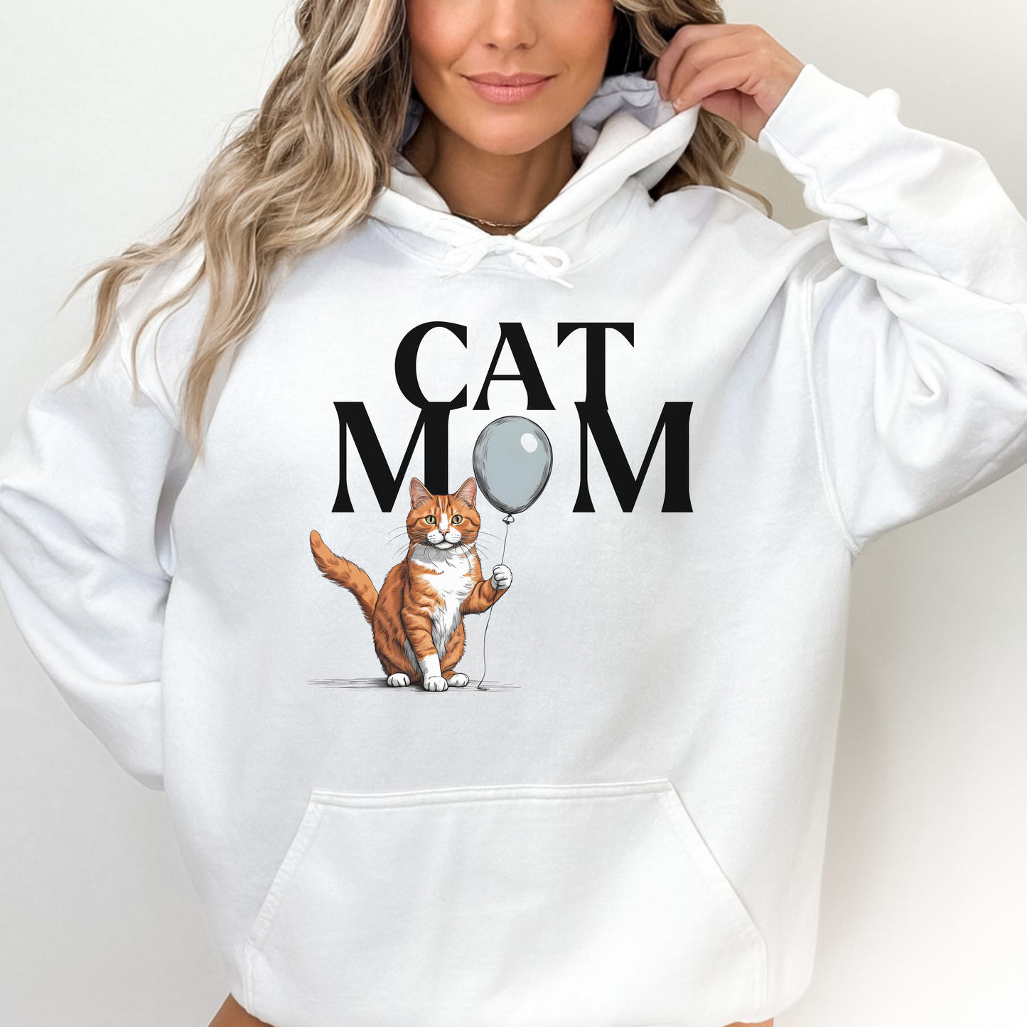 Cat Mom Hoodie with Ginger Cat | Tabby Cat Lover Sweater