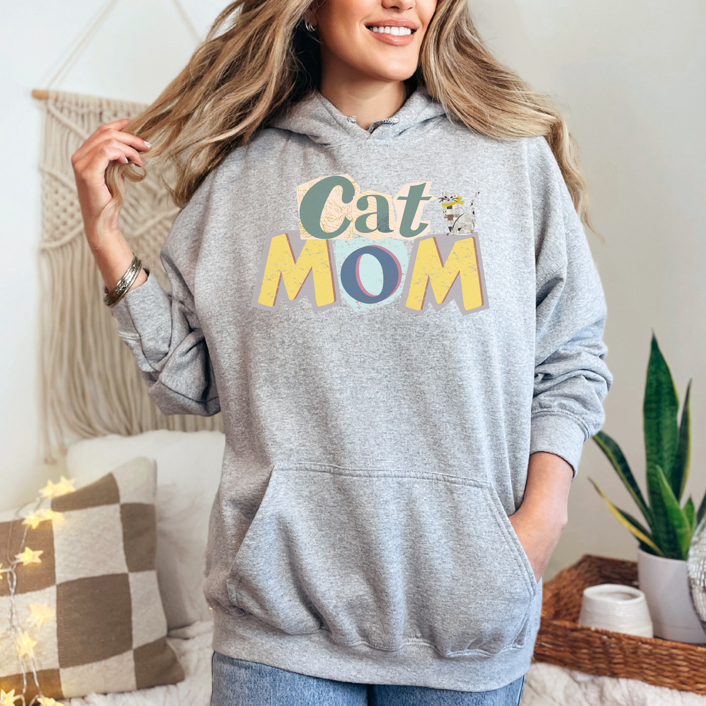 Cat Mom Hoodie with Cartoon Design | Perfect Gift for Cat Lovers