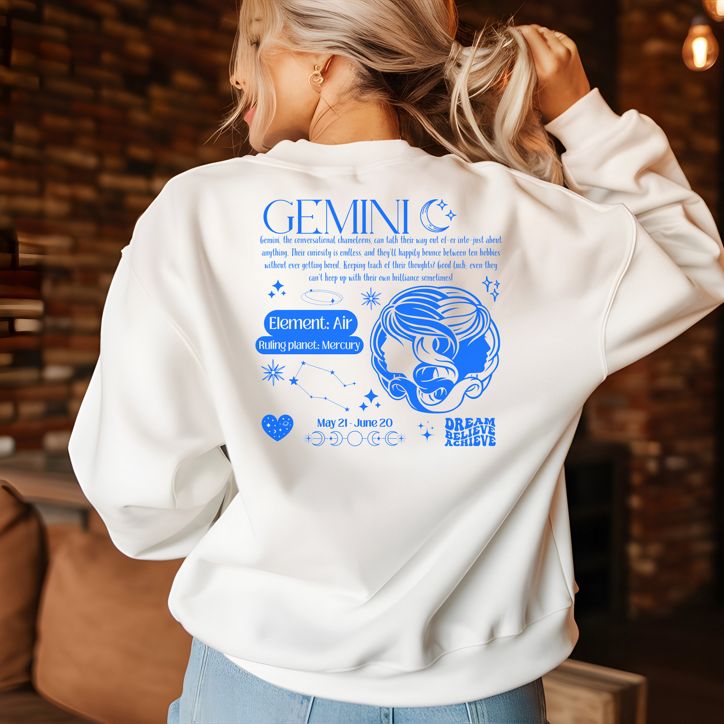 Gemini Zodiac Y2K Sweatshirt