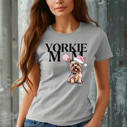 Yorkshire Terrier Mom Christmas T-Shirt | Cute Yorkie Dog Lover Tee