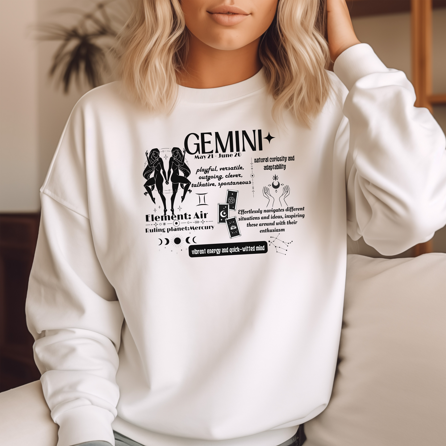 Gemini Zodiac Sweatshirt | Playful Style for Astrology Lovers