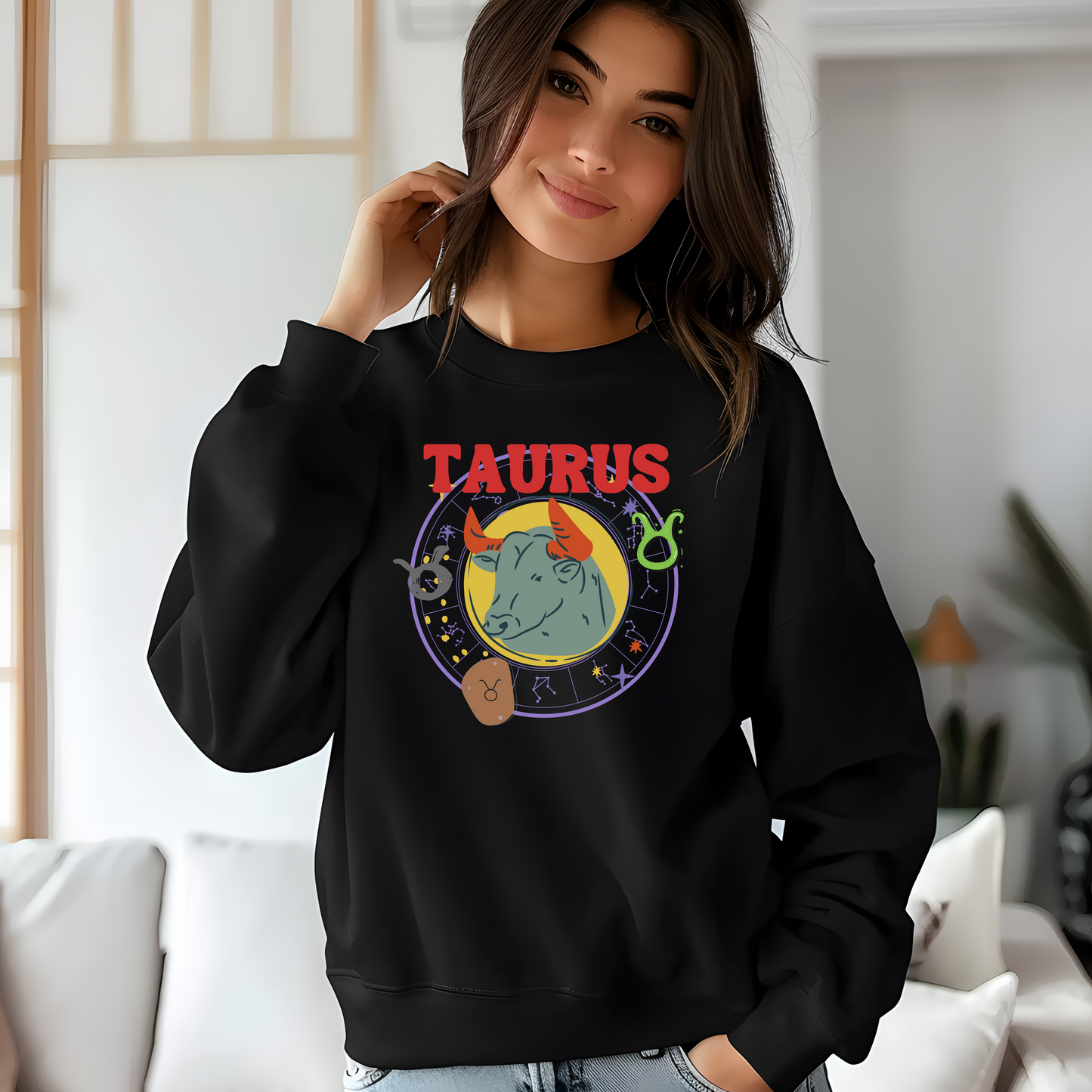 Retro Taurus Zodiac Sweatshirt | Bold Taurus Design for Astrology Lovers