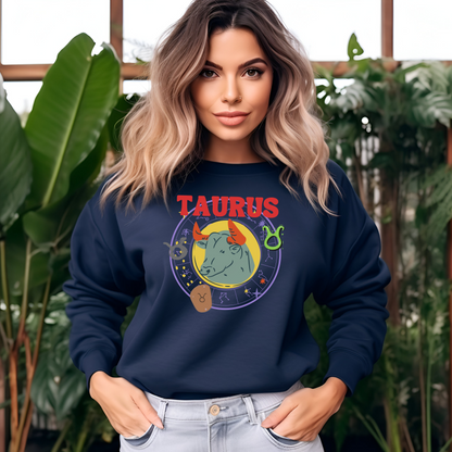 Retro Taurus Zodiac Sweatshirt | Bold Taurus Design for Astrology Lovers