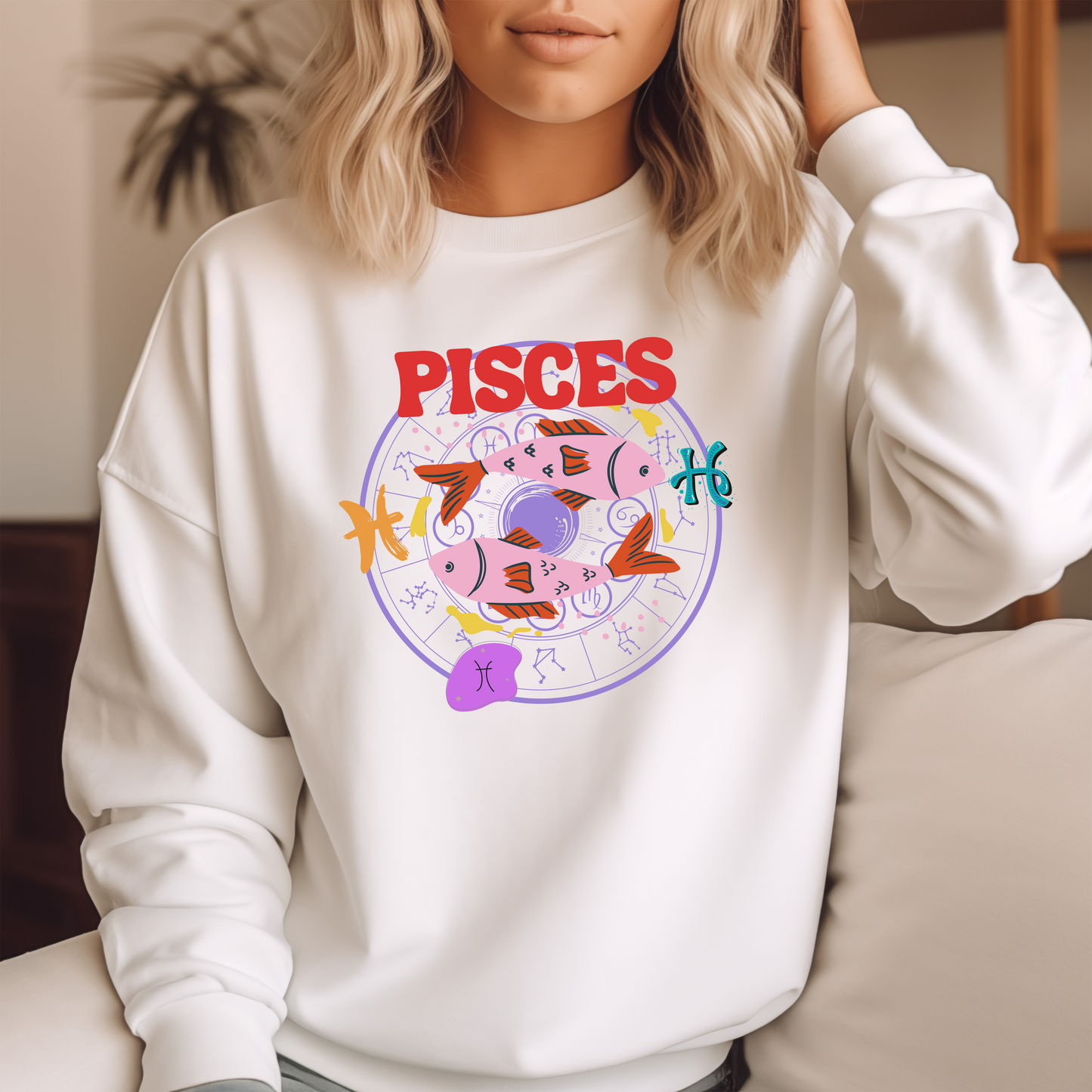 Retro Pisces Zodiac Sign Sweatshirt