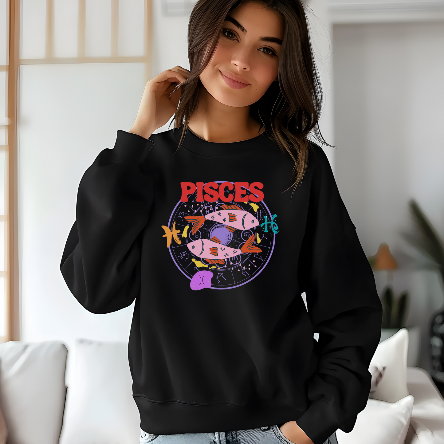 Retro Pisces Zodiac Sign Sweatshirt