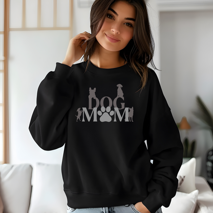 Dog Mom Sweatshirt with Dog Silhouette Design | Cute Dog Lover Sweater