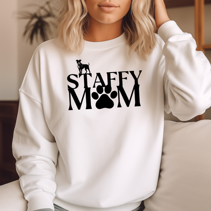 Staffy Mom Paw Sweatshirt | Proud Staffordshire Dog Lover Sweater