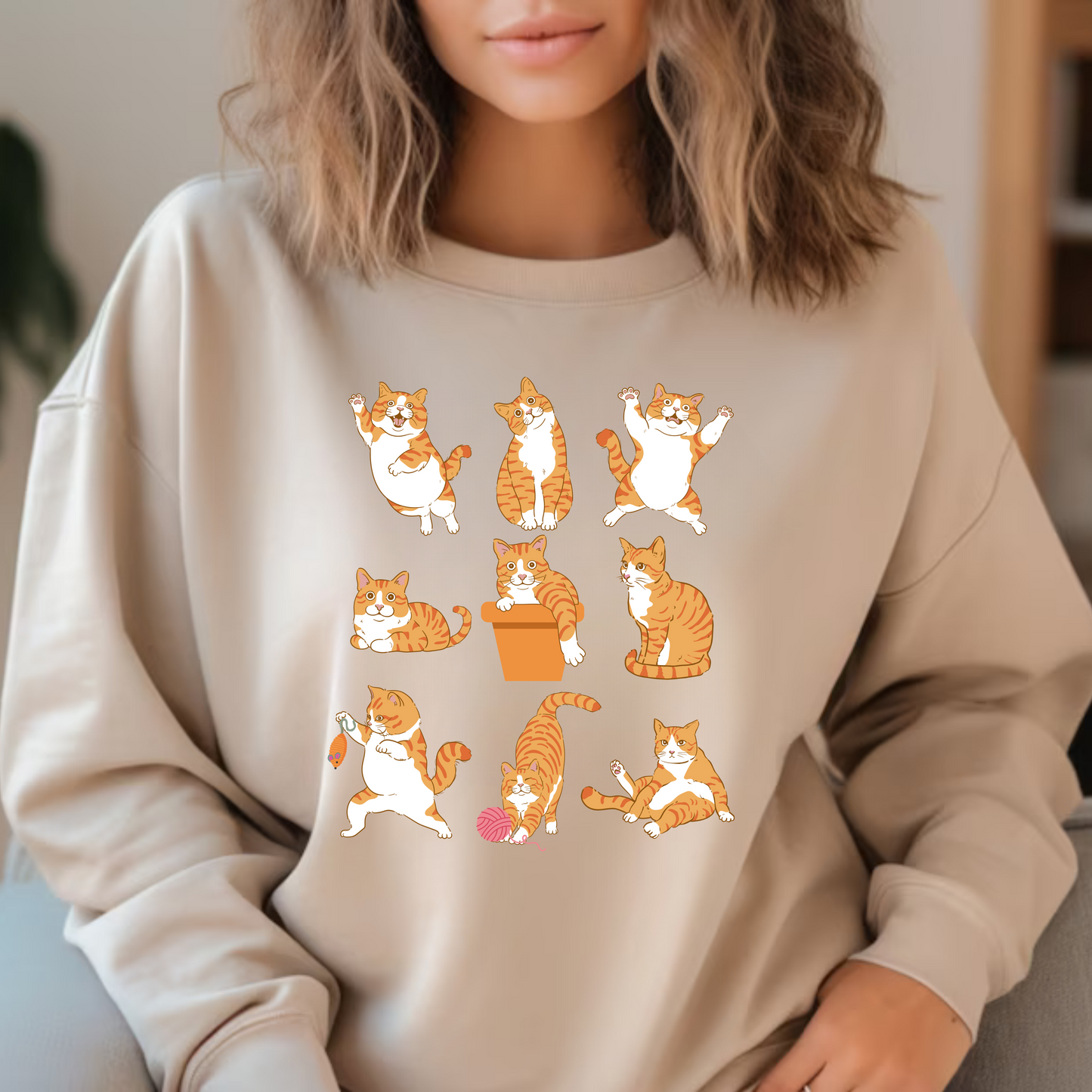 Ginger Cats Sweatshirt | Orange Tabby Cat Lover Sweater