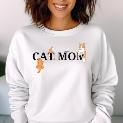 Ginger Cat Mom Sweatshirt with Playful Cat Design | Cozy and Stylish Cat Lover Sweater