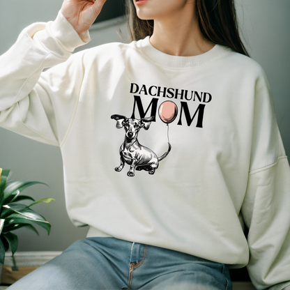 Dachshund Mom Sweatshirt with Cute Balloon Design  | Dachshund Lover Crewneck