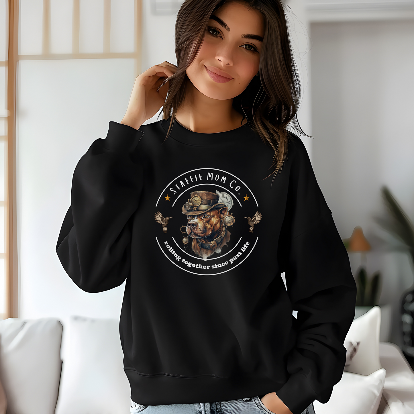 Staffie Mom Co. Sweatshirt | Unique Staffordshire Dog Lover Sweater