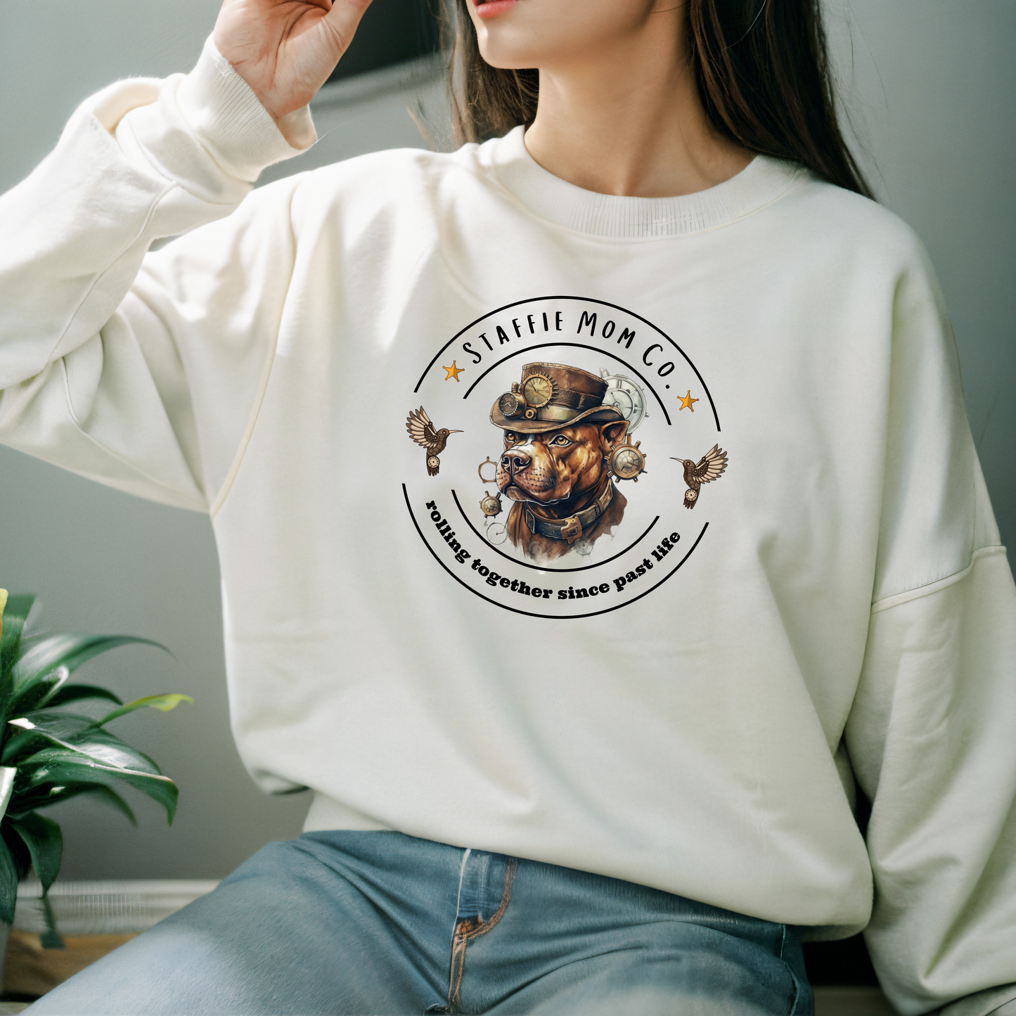 Staffie Mom Co. Sweatshirt | Unique Staffordshire Dog Lover Sweater