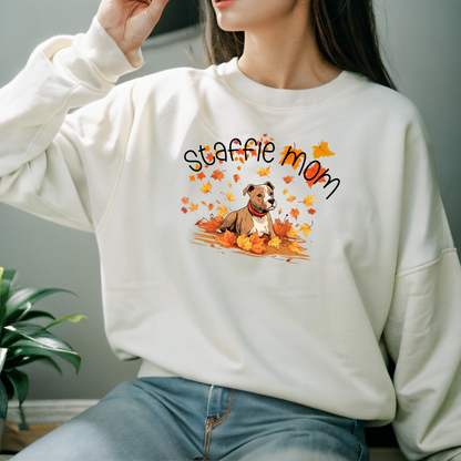 Staffie Mom Autumn Sweatshirt | Cute Staffordshire Dog Lover Sweater