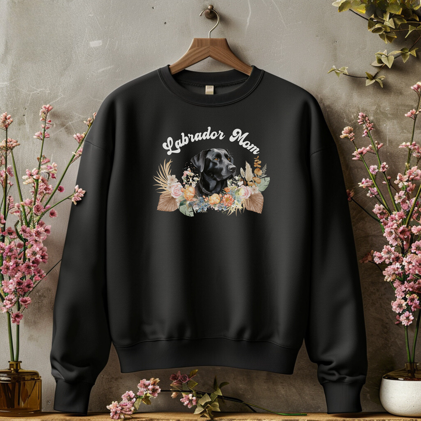 Labrador Mom Sweatshirt with Floral Design | Labrador Dog Lover Sweater