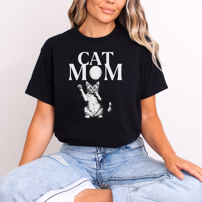 Cat Mom T-Shirt with Cute Balloon Design | Cat Lover Tee