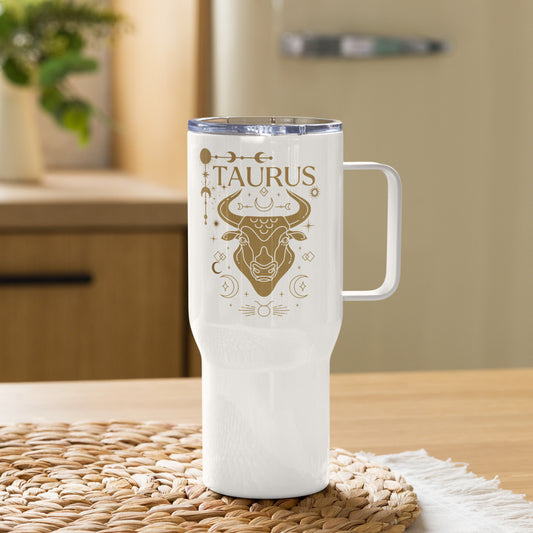 Taurus Zodiac Tumbler with Handle | Stylish Astrology Mug