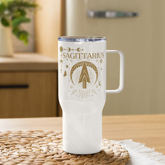 Sagittarius Zodiac Tumbler with Handle | Stylish Astrology Mug