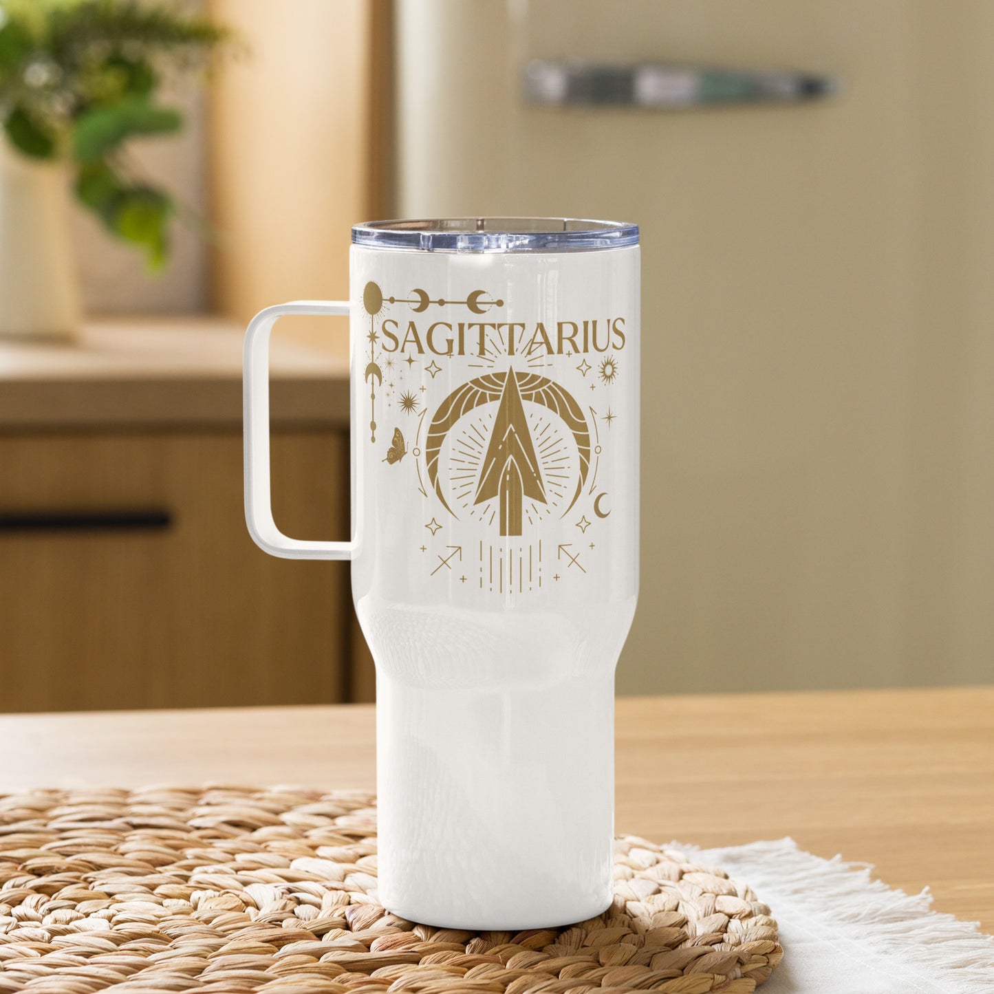 Sagittarius Zodiac Tumbler with Handle | Stylish Astrology Mug