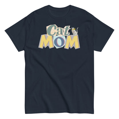 Cartoon Cat Mom T-Shirt with Whimsical Design | Tee for Cat Lovers