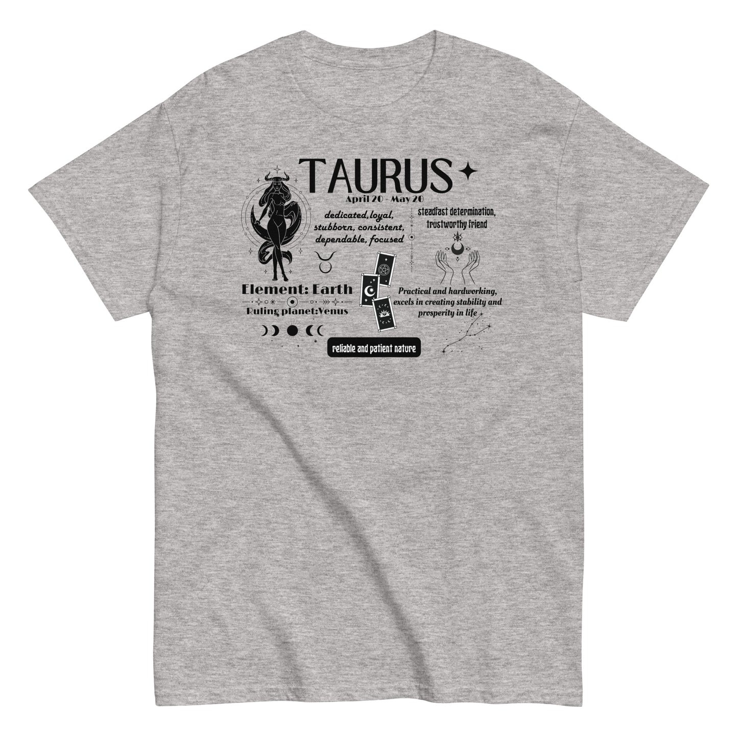 Taurus Zodiac Sign T-Shirt – "Reliable and Patient Nature"