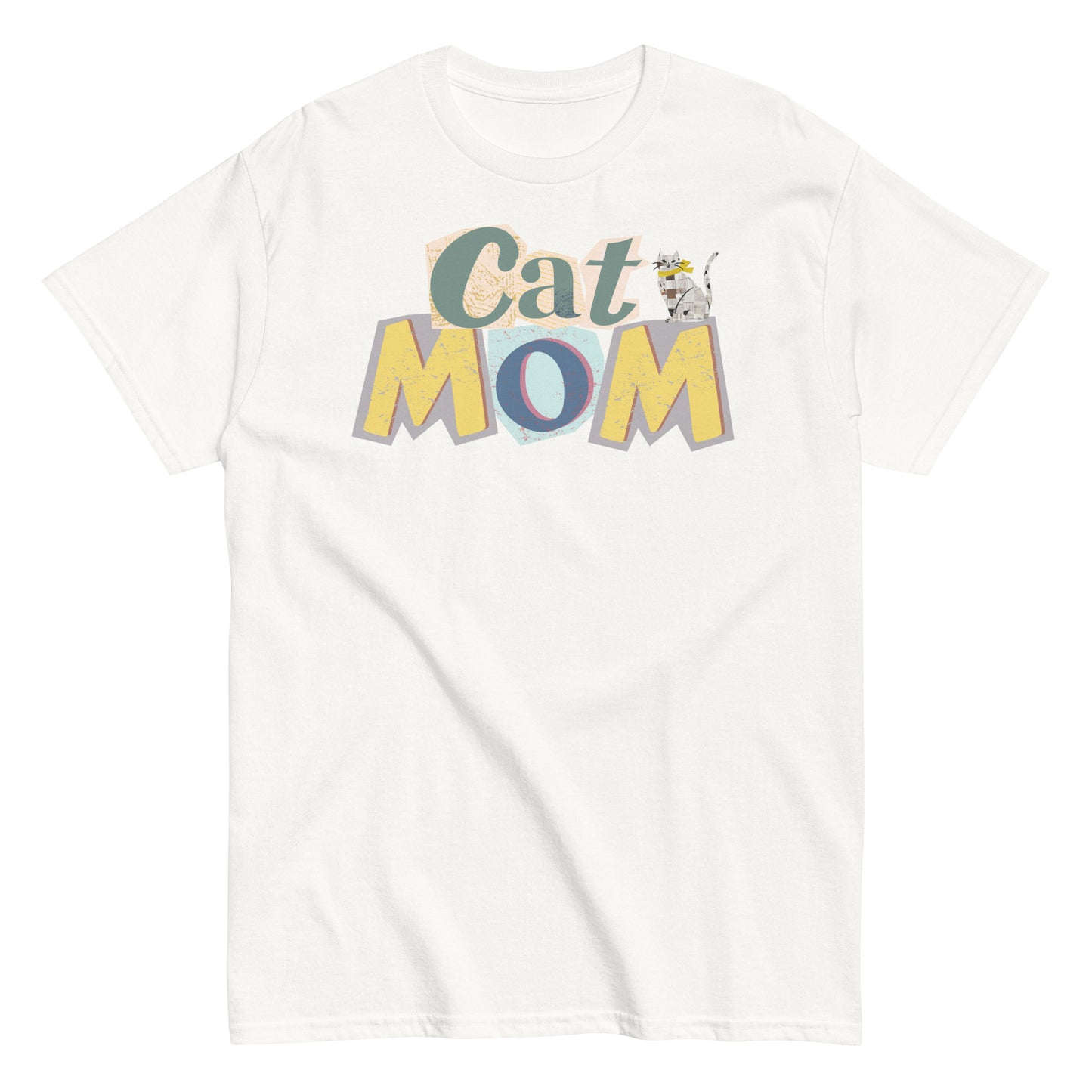 Cartoon Cat Mom T-Shirt with Whimsical Design | Tee for Cat Lovers