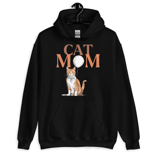 Cat Mom Hoodie with Ginger Cat Design | Cozy Cat Lover Hoodie