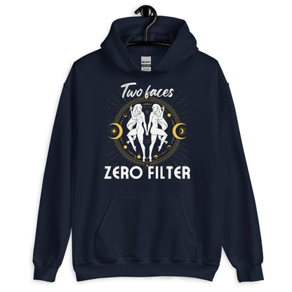 Gemini "Two Faces, Zero Filter" Hoodie | Bold Gemini Apparel