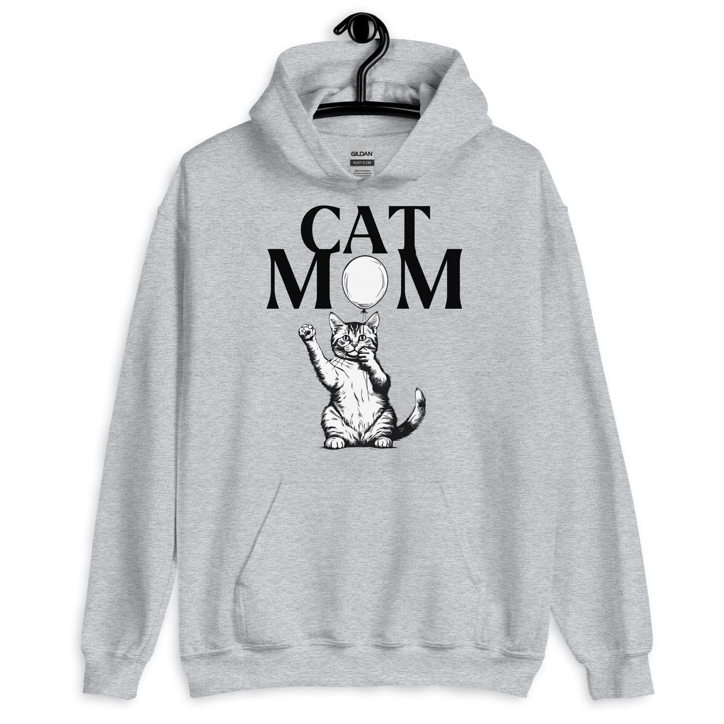 Cat Mom Hoodie with Cute Kitten and Balloon | Perfect Gift for Cat Lovers