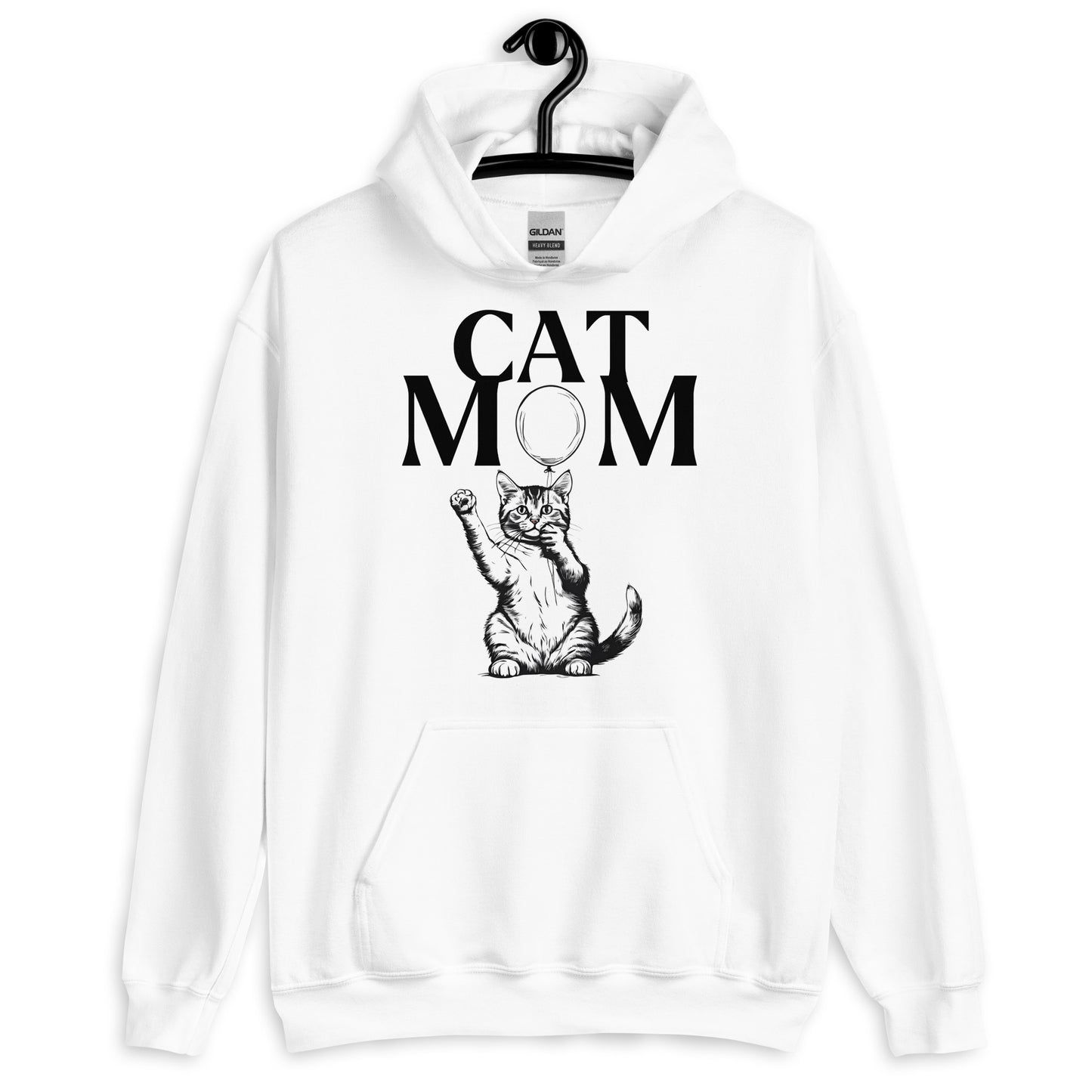 Cat Mom Hoodie with Cute Kitten and Balloon | Perfect Gift for Cat Lovers