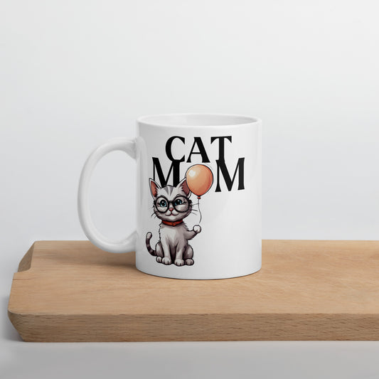 Cat Mom Mug with Glasses | Cute Cat Lover Gift